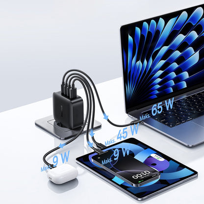 Polnilnik Baseus EnerFill FH11, 140W, 5A, 1 x USB-A - 3 x USB-C, črn E0121J00