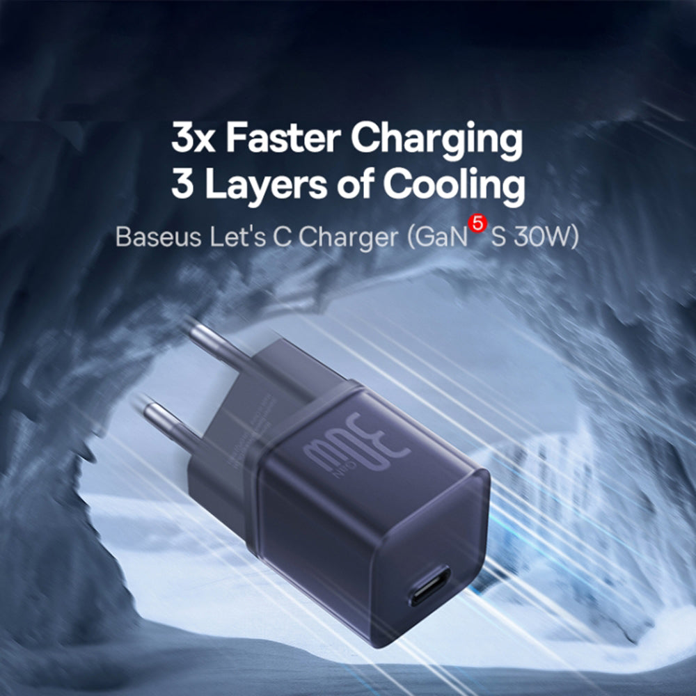 Polnilnik Baseus GaN5S, 30W, 3A, 1 x USB-C, Vijolična P10162504523-00