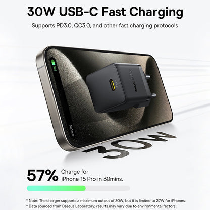 Polnilnik Baseus Palm, 30W, 3A, 1 x USB-C, črn P10111605113-00