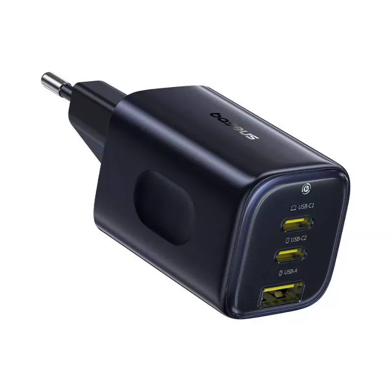 Polnilnik Baseus PicoGo AE11, 67W, 1 x USB-A - 2 x USB-C, črn E0121200