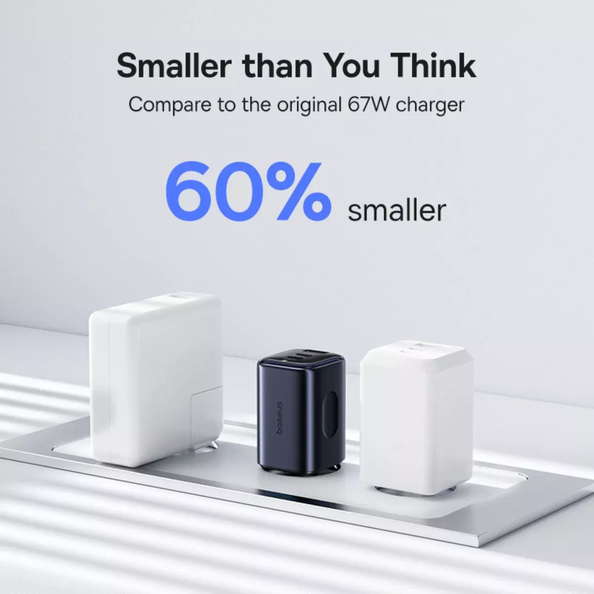 Polnilnik Baseus PicoGo AE11, 67W, 1 x USB-A - 2 x USB-C, črn E0121200