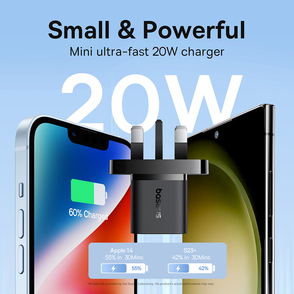 Polnilnik Baseus UK, 20W, 3A, 1 x USB-C, črn P10110907113-00