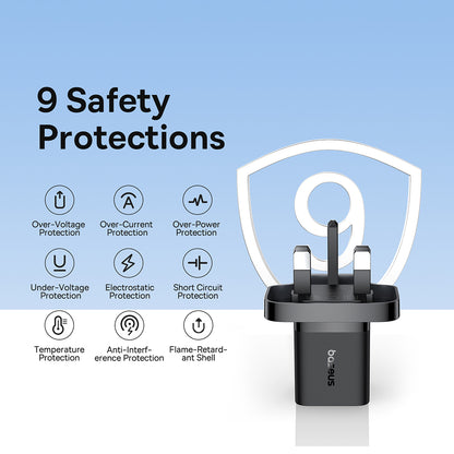 Polnilnik Baseus UK, 20W, 3A, 1 x USB-C, črn P10110907113-00