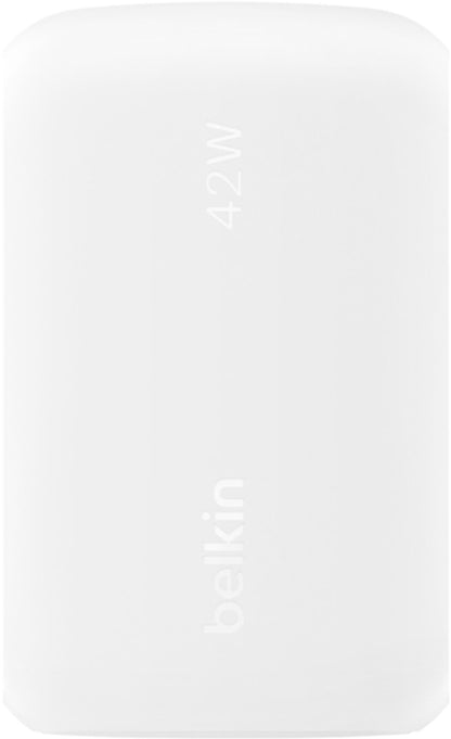 Omrežni polnilec Belkin BoostCharge Dual, 42W, 3A, 1 x USB-A - 1 x USB-C, bel WCB009vfWH