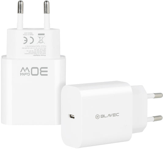 Omrežni polnilnik Blavec BC-14, 30 W, 3 A, 1 × USB-C, bel