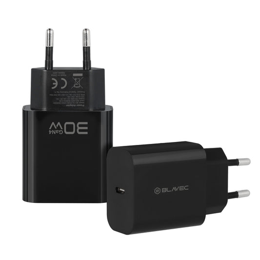 Omrežni polnilnik Blavec BC-14, 30 W, 3 A, 1 × USB-C, črn