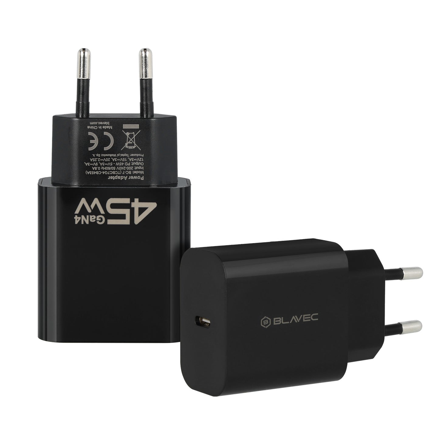 Polnilnik Blavec BC-7, 45W, 3A, 1 x USB-C, črn