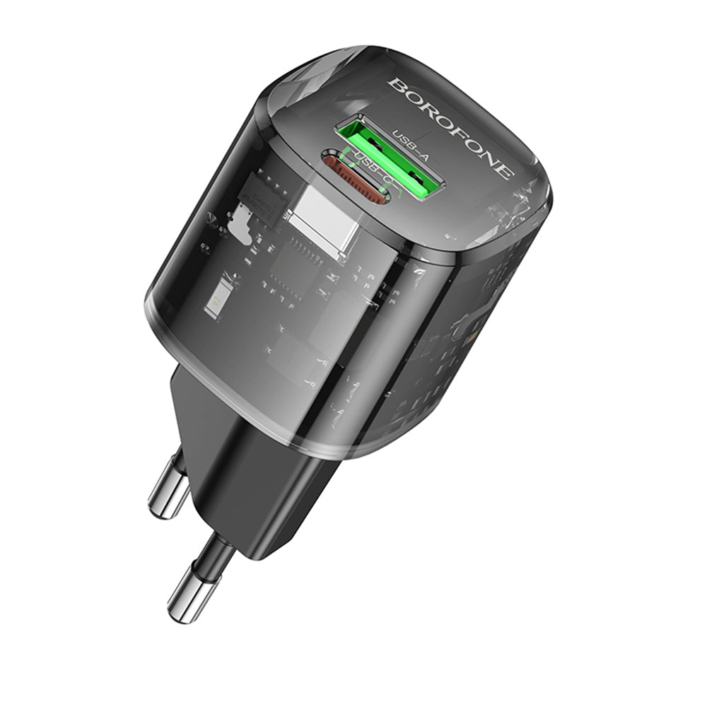 Polnilnik Borofone BN17 Sunlight, 20W, 3A, 1 x USB-A - 1 x USB-C, črn