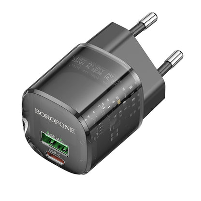 Polnilnik Borofone BN17 Sunlight, 20W, 3A, 1 x USB-A - 1 x USB-C, črn