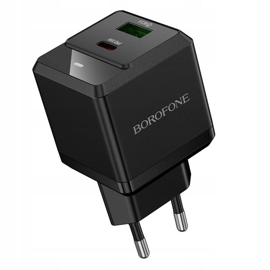 Polnilnik Borofone BN19 Intenso, 20W, 3A, 1 x USB-A - 1 x USB-C, črn