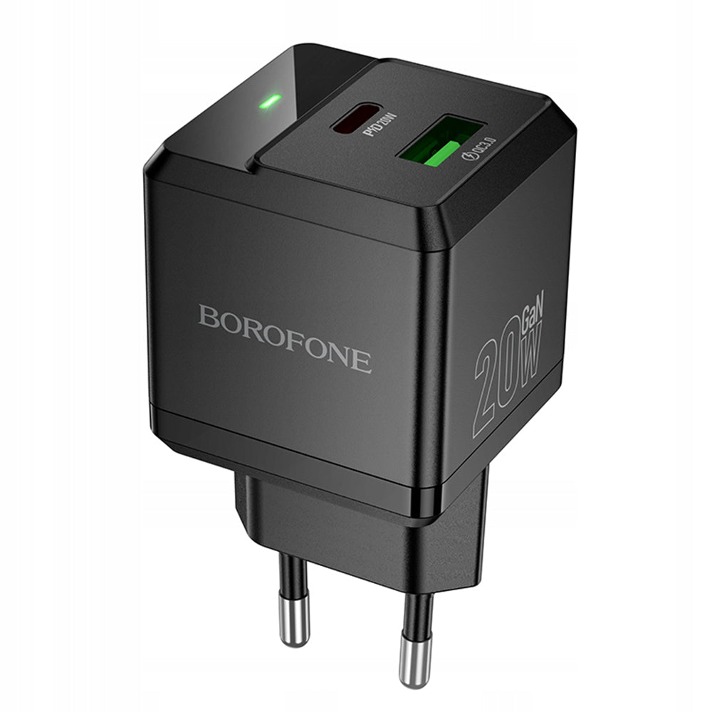 Polnilnik Borofone BN19 Intenso, 20W, 3A, 1 x USB-A - 1 x USB-C, črn