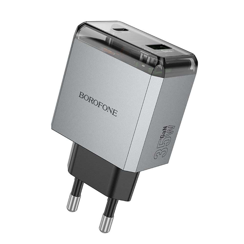 Polnilnik Borofone BN20 Lena, 35W, 3A, 1 x USB-A - 1 x USB-C, Siv
