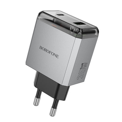 Polnilnik Borofone BN20 Lena, 35W, 3A, 1 x USB-A - 1 x USB-C, Siv