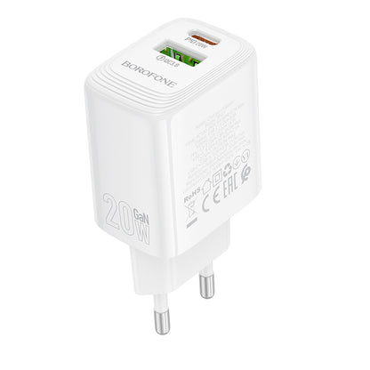 Polnilnik Borofone BN27 Fuente, 20W, 3A, 1 x USB-A - 1 x USB-C, Bel