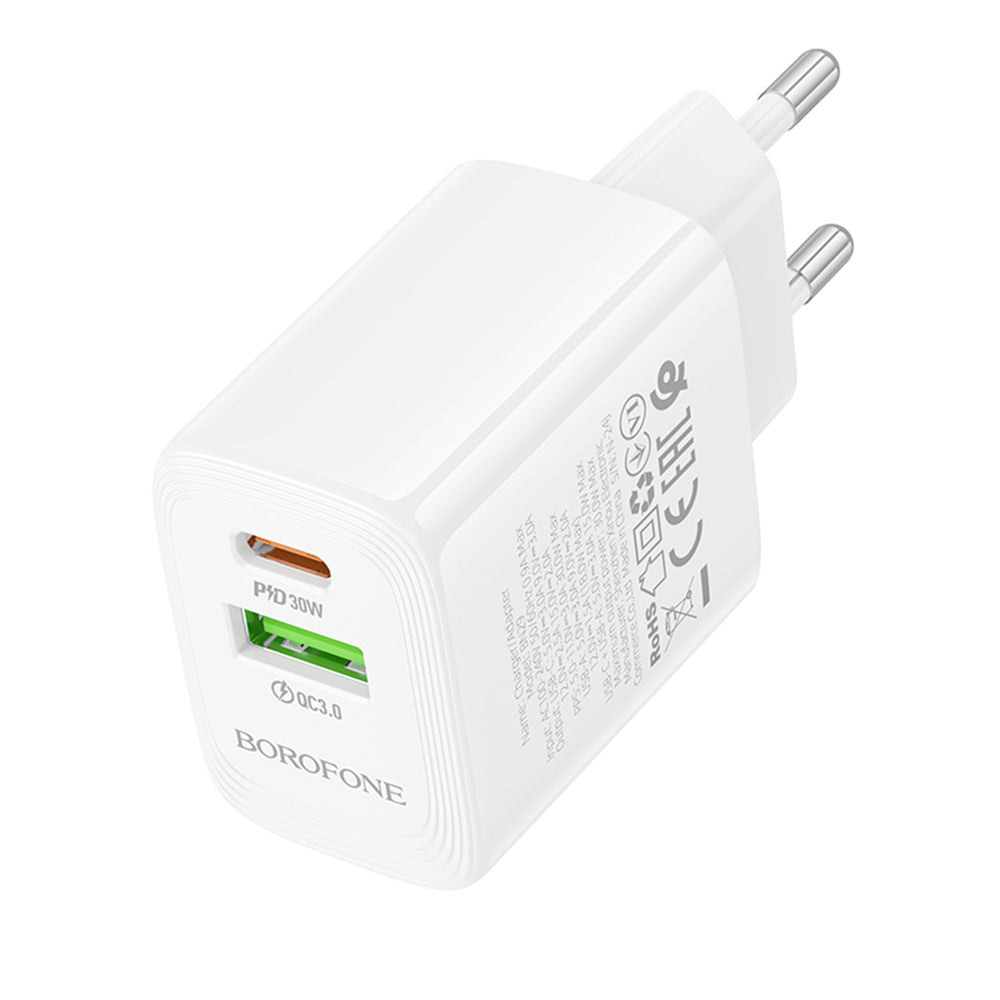 Polnilnik Borofone BN29 Fuente, 30W, 3A, 1 x USB-A - 1 x USB-C, Bel
