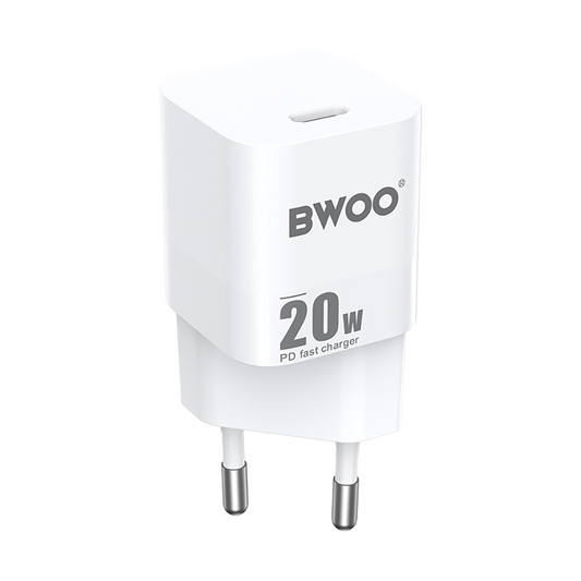 Omrežni polnilec BWOO CDA155, 20W, 3A, 1 x USB-C, bel