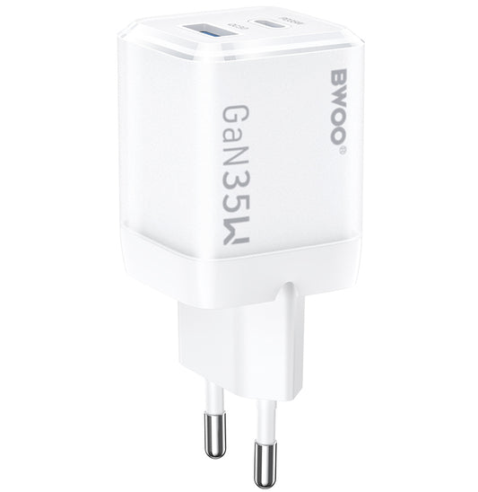 Polnilnik omrežja BWOO CDA222, 35W, 3A, 1 x USB-A - 1 x USB-C, Bel