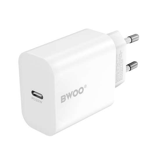 Polnilnik omrežja BWOO CDA233, 20W, 3A, 1 x USB-C, Bel