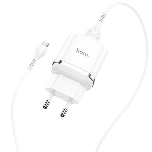 Polnilnik omrežja s kablom microUSB HOCO N3, 18W, 3A, 1 x USB-A, Bel