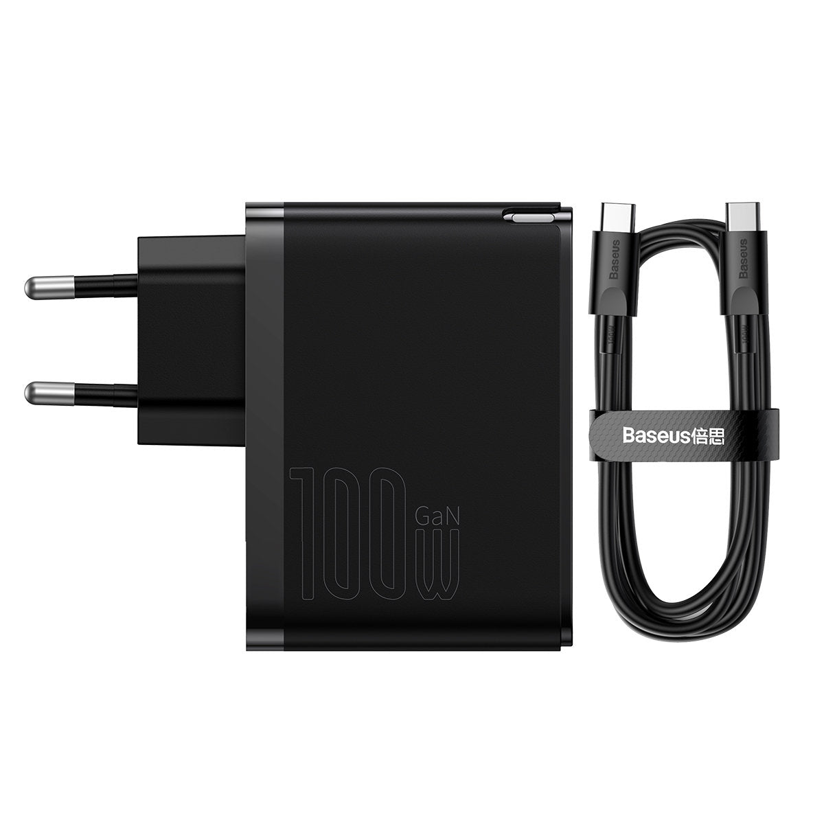 Polnilnik Baseus GaN5 Pro z USB-C kablom, 100W, 3A, 1 x USB-A - 1 x USB-C, Črn CCGP090201