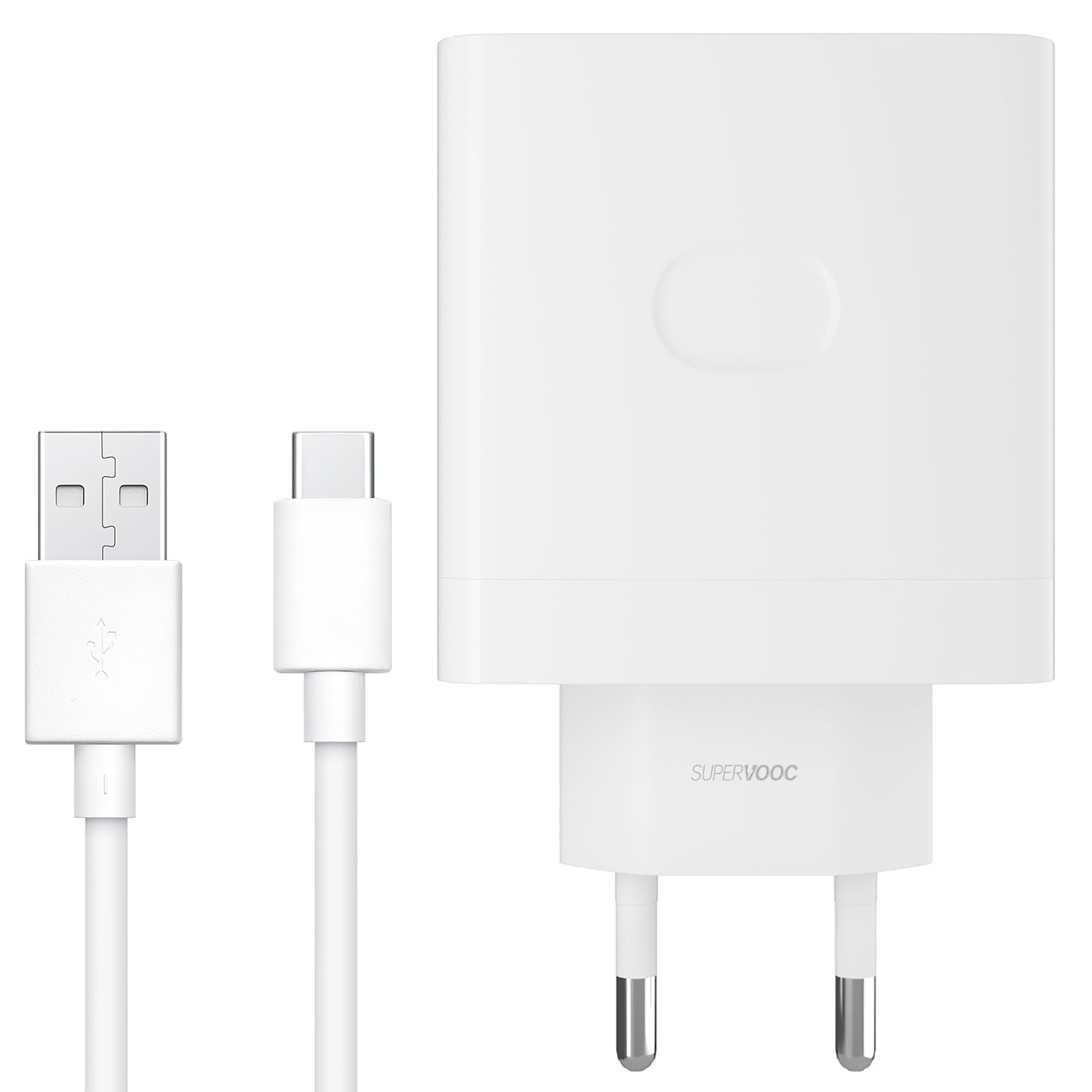 Omrežni polnilnik Oppo s kablom USB-C, 67 W, 6,1 A, 1 x USB-A, bel VCB7CAEH