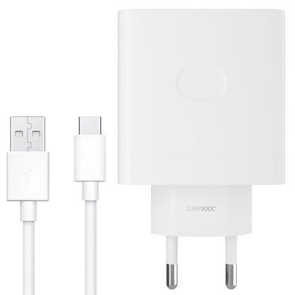 Omrežni polnilnik Oppo s kablom USB-C, 67 W, 6,1 A, 1 x USB-A, bel VCB7CAEH