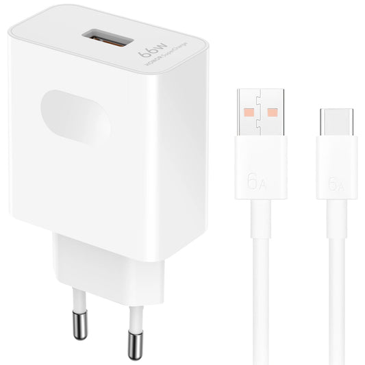 Polnilnik omrežja s kablom USB-C Honor HN-110600E00, 66W, 6A, 1 x USB-A, Bel 5503AAHX