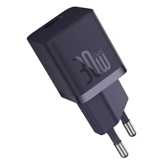 Polnilnik omrežja z USB-C kablom Baseus GaN Mini 1C, 30W, 3A, 1 x USB-C, Vijolična P10110902523-00
