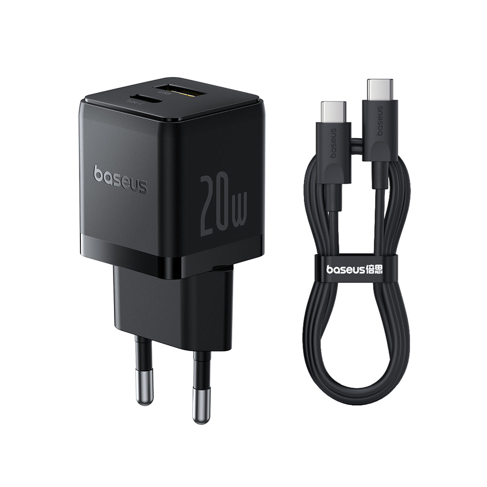 Polnilnik Baseus Palm z USB-C kablom, 20W, 3A, 1 x USB-A - 1 x USB-C, črn P10111608113-01