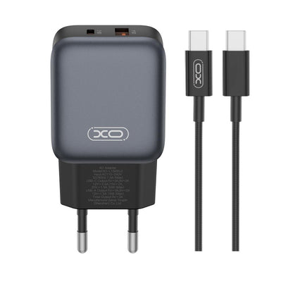 Omrežni polnilec s kablom USB-C XO Design L156, 30W, 3A, 1 x USB-A - 1 x USB-C, črn