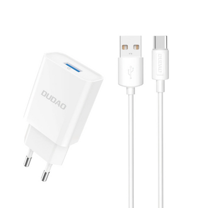 Polnilnik omrežja s kablom USB-C Dudao A4EU, 10W, 2.1A, 1 x USB-A, Bel