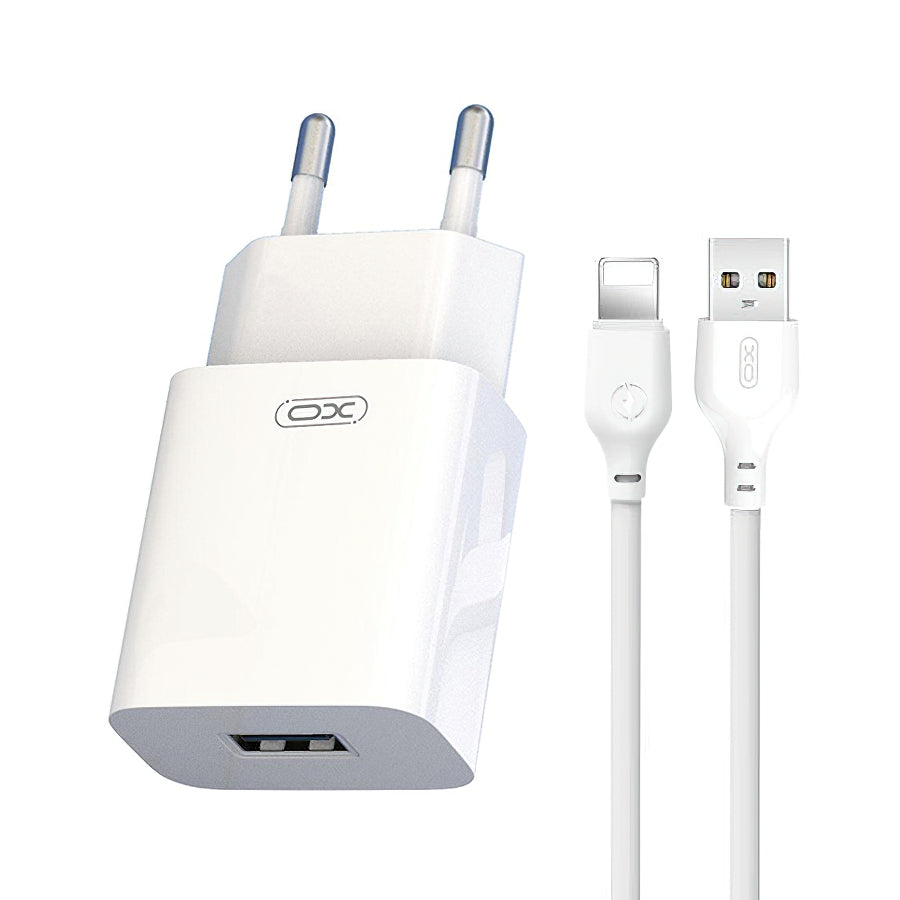 Polnilnik omrežja s kablom Lightning XO Design L99, 12W, 2.4A, 1 x USB-A, Bel