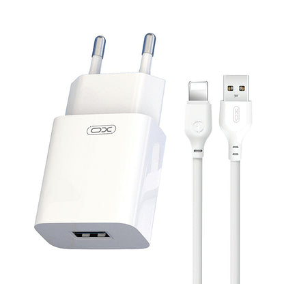 Polnilnik omrežja s kablom Lightning XO Design L99, 12W, 2.4A, 1 x USB-A, Bel
