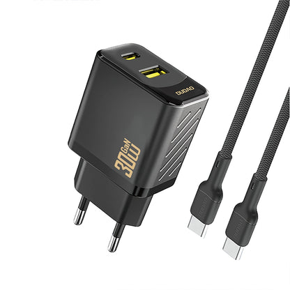 Polnilnik omrežja s kablom USB-C Dudao A27TCEU, 30W, 1 x USB-A - 1 x USB-C, črn