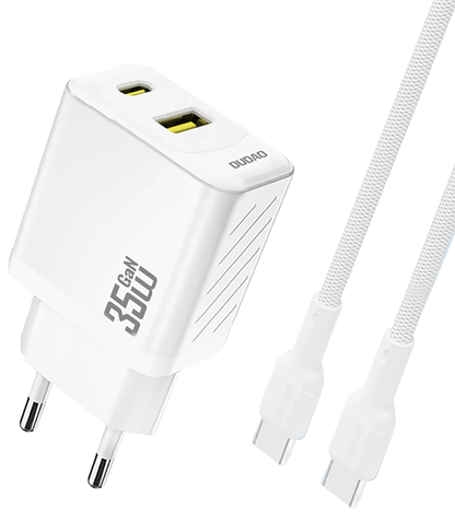 Polnilnik omrežja z USB-C kablom Dudao A27Max, 35W, 1 x USB-A - 1 x USB-C, bel