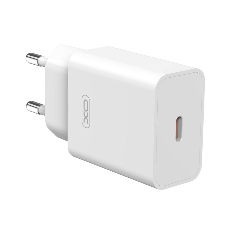 Omrežni polnilec z Lightning kablom XO Design L126, 20W, 3A, 1 x USB-C, bel