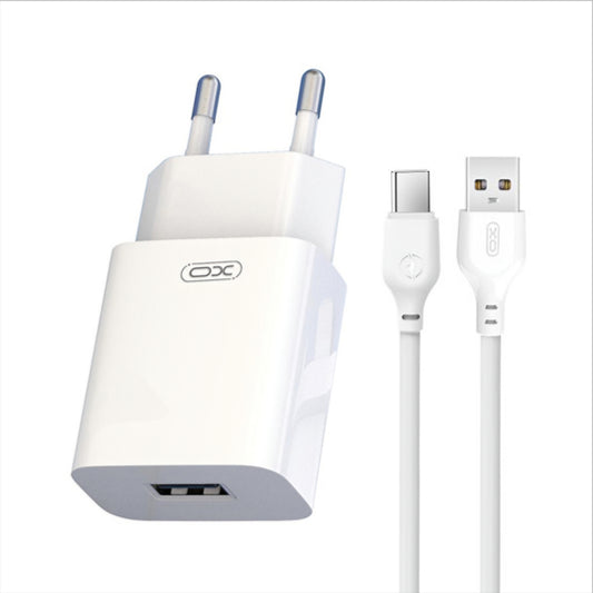 Omrežni polnilec z USB-C kablom XO Design L99, 12W, 2.4A, 1 x USB-A, bel