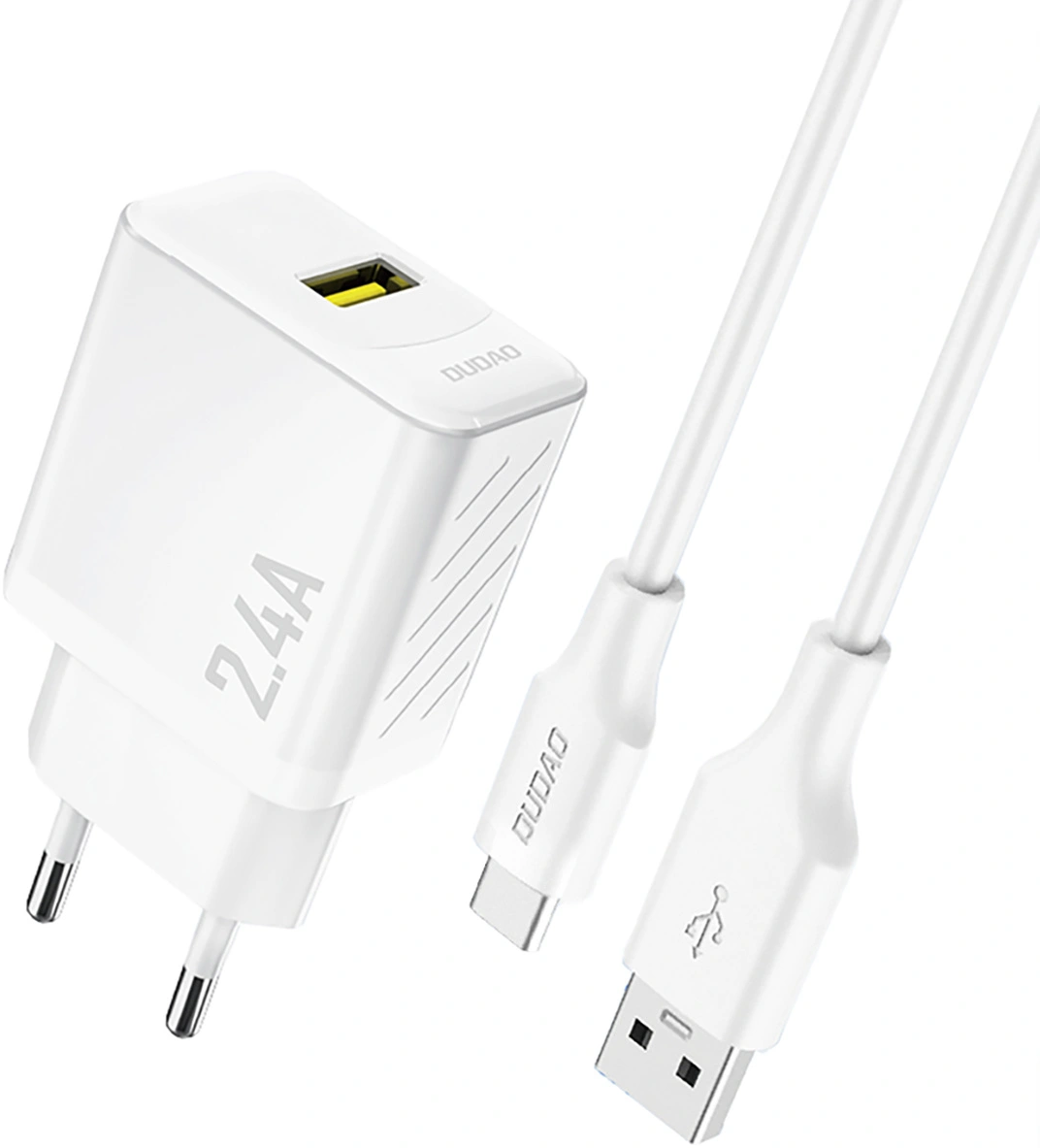 Omrežni polnilec z USB-C kablom Dudao A23TEU, 12W, 2.4A, 1 x USB-A, bel