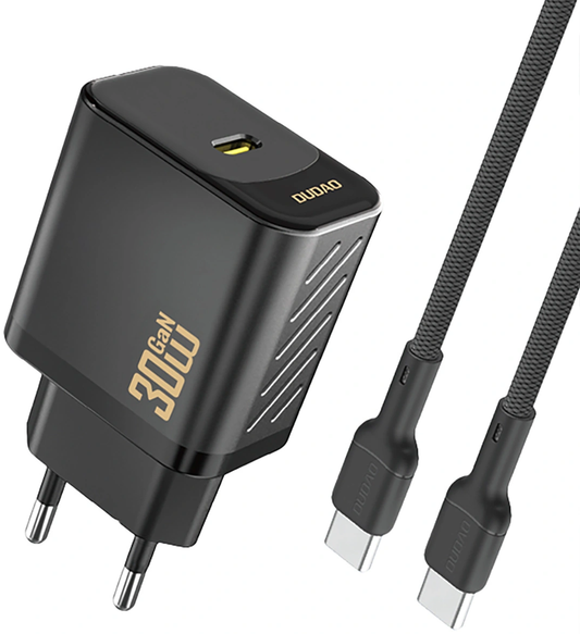 Omrežni polnilec z USB-C kablom Dudao A27PCEU, 30W, 3A, 1 x USB-C, črn