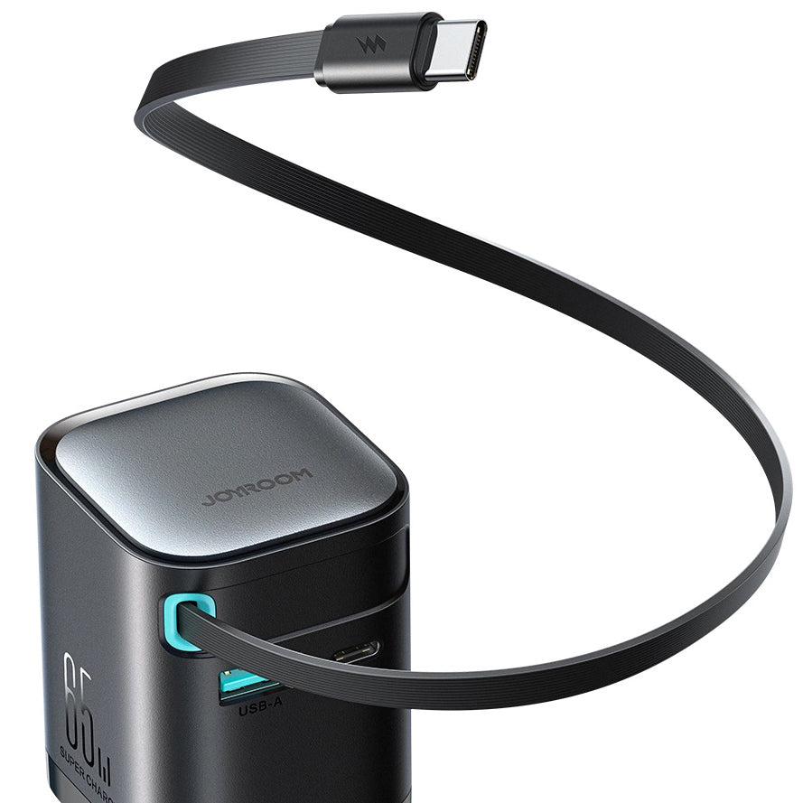Joyroom JR-TCL02 USB-C Cabled Network Charger JR-TCL02, 65W, 3A, 1 x USB-A - 1 x USB-C, Black 