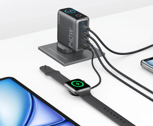 Polnilnik omrežja s kablom USB-C Anker Zolo, 140W, 5A, 1 x USB-A - 3 x USB-C, Črn B2697GZ1