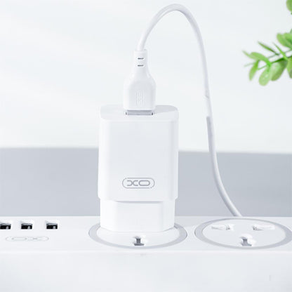Polnilnik omrežja s kablom microUSB XO Design L99, 12W, 2.4A, 1 x USB-A, Bel