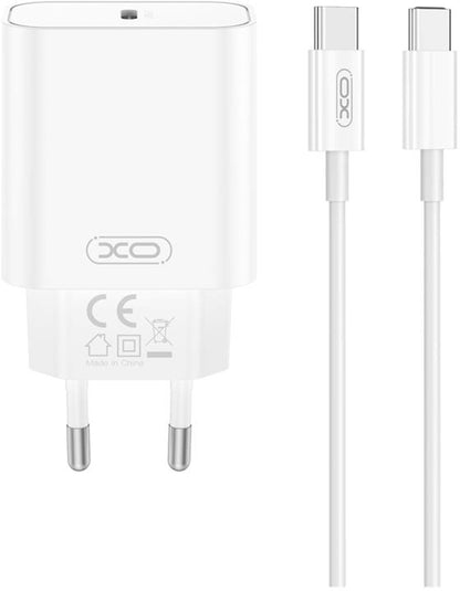 Polnilnik omrežja s kablom USB-C XO Design CE32, 20W, 3A, 1 x USB-C, Bel