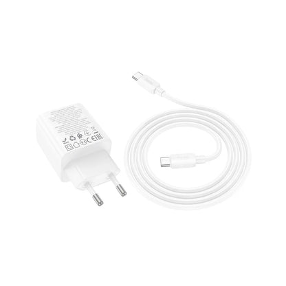 Polnilnik omrežja s kablom USB-C HOCO N56, 30W, 3A, 2 x USB-A - 2 x USB-C, Bel