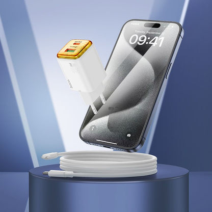 Polnilnik omrežja s kablom USB-C HOCO N52, 20W, 3A, 1 x USB-A - 1 x USB-C, Bel