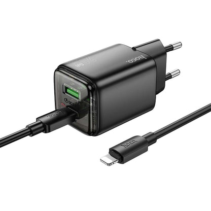 Omrežni polnilec s kablom Lightning HOCO N52, 20W, 3A, 1 x USB-A - 1 x USB-C, črn