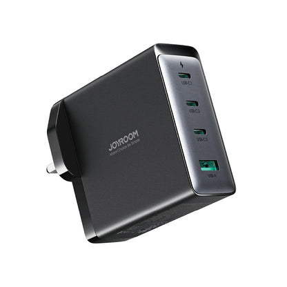 Omrežni polnilec z USB-C kablom Joyroom JR-TCG05UK, 140W, 5A, 1 x USB-A - 3 x USB-C, UK, črn