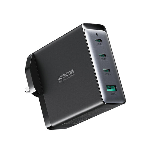Omrežni polnilec z USB-C kablom Joyroom JR-TCG05UK, 140W, 5A, 1 x USB-A - 3 x USB-C, UK, črn