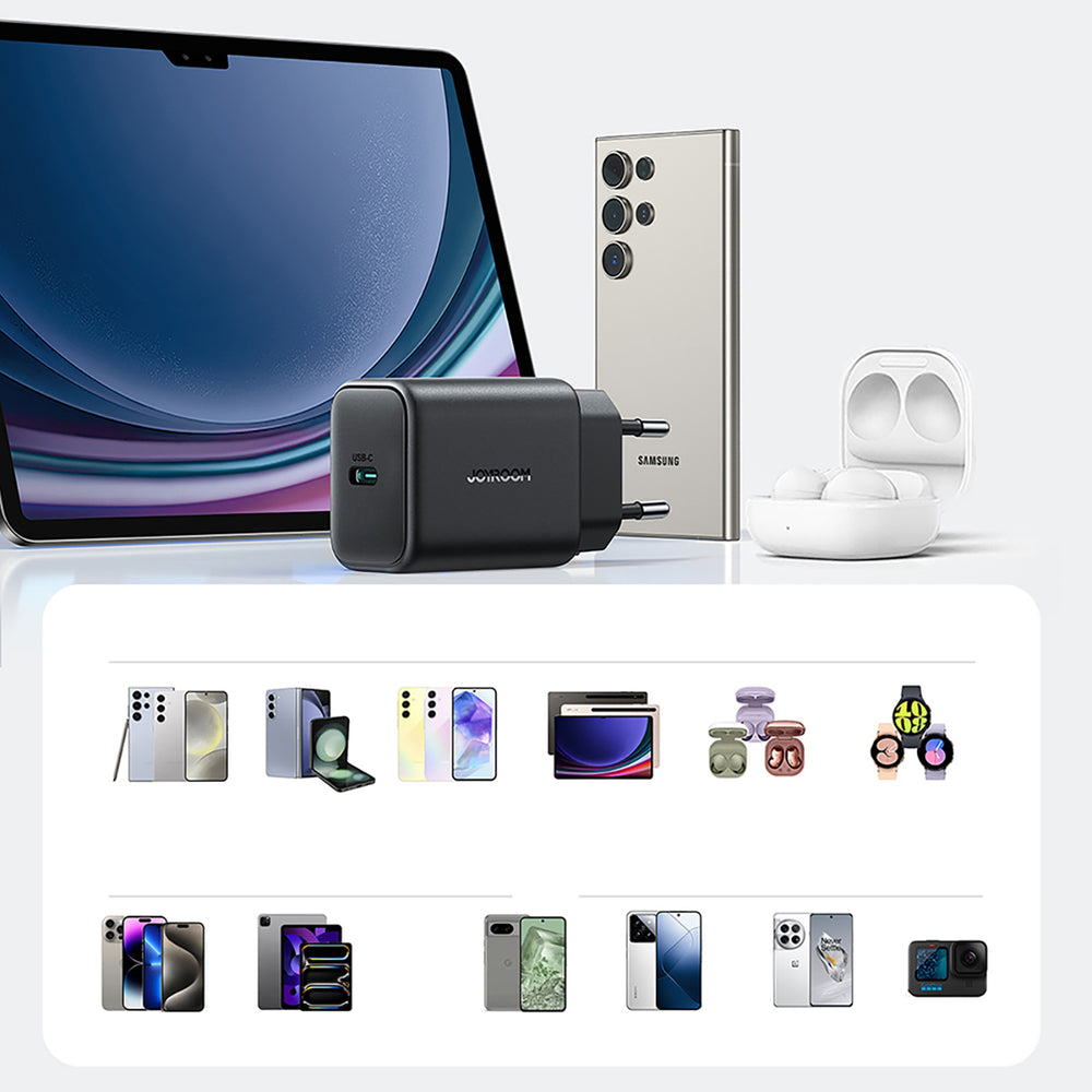 Polnilnik omrežja s kablom USB-C Joyroom JR-TCF23, 25W, 3A, 1 x USB-C, črn