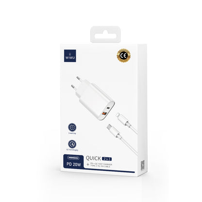 Polnilnik WiWu Wi-U002 z Lightning kablom, 20W, 3A, 1 x USB-A - 1 x USB-C, črn